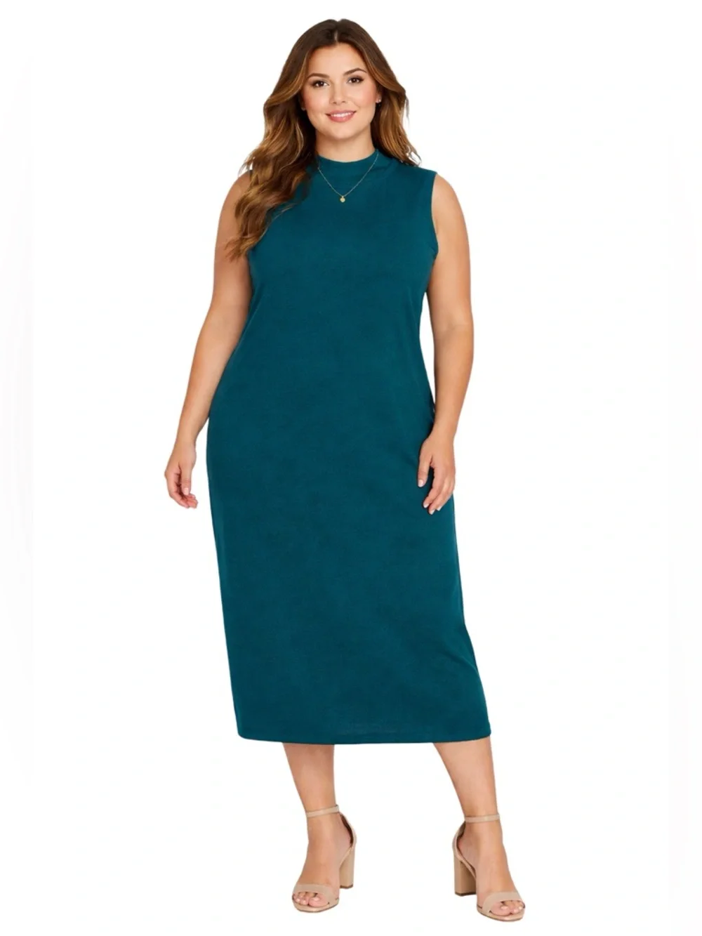 Universal Standard High Neck Sleeveless Dress Size Universal XL US 4X Teal Green - Picture 7 of 7